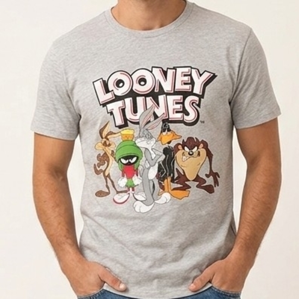 Looney Tunes Gray Men's T-Shirt Size L